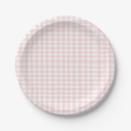 Rosa Bogen und Gingham-Babydusche Pappteller