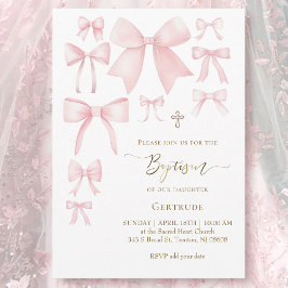 Rosa Bogen weiße Hintergrund Mädchen Taufe Einladung