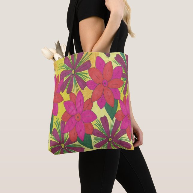 Rosa Bohemische Blumengarten-Taschen-Tasche (Von Nahem)