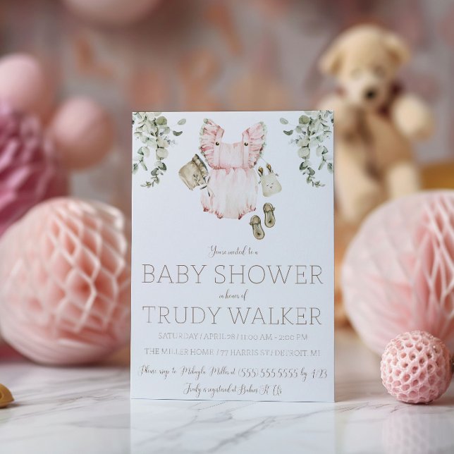 Rosa Boho-Baby-Shower Einladung (Von Creator hochgeladen)