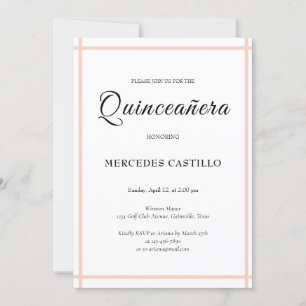 Rosa Boho-Blumenkranz Quinceañera-Einladung Einladung