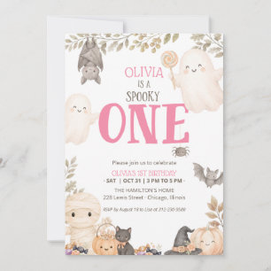 Rosa Boho Gruselige Eins 1. Geburtstag Süßer Geist Einladung