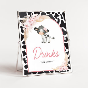 Rosa Boho Highland Kuh Drinks Poster