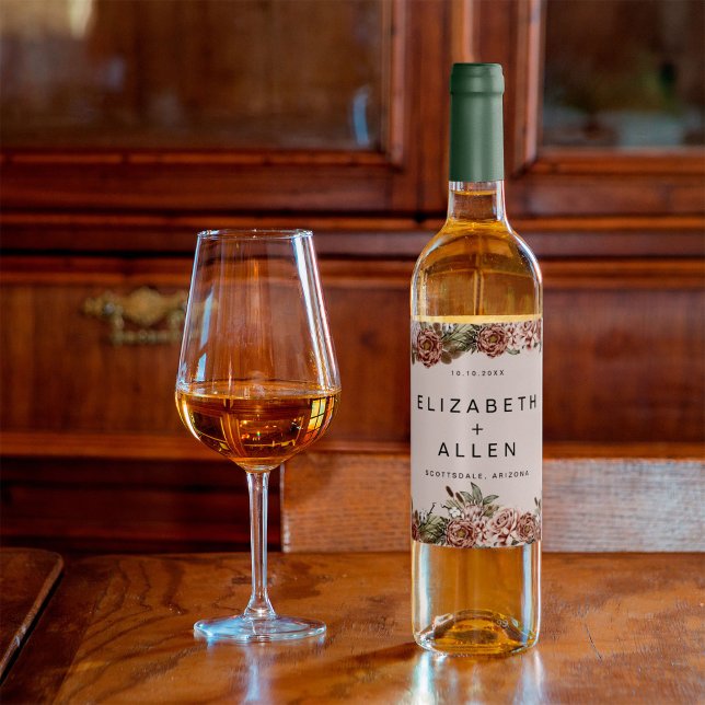 Rosa Boho Kernbrenner verzaubert beim Hochzeitsgla Weinetikett (Von Creator hochgeladen)