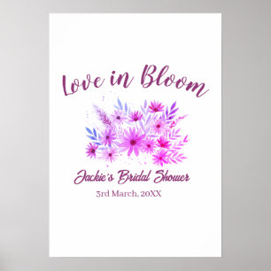 rosa boho Liebe in Blüte Brautparty Name Retro Poster