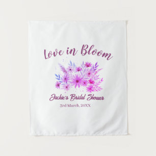 rosa boho Liebe in Blüten Brautparty-Name Retro Wandteppich