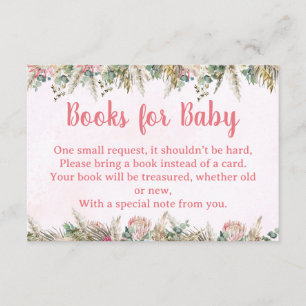 Rosa Boho-Pampasgras-Bücher-für-Baby-Anfragekarte Begleitkarte