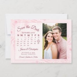 Rosa Boho-Pfingstrosen-Kalender & Foto-Hochzeit Save The Date