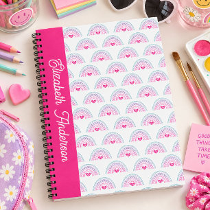 Rosa Boho-Regenbogen-Mädchen geschnitten Notizbuch