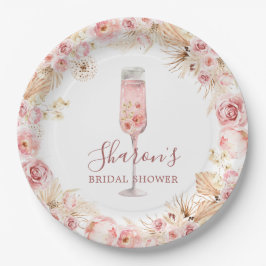 Rosa Boho Rose Soiree Brautparty Papierplatte Pappteller