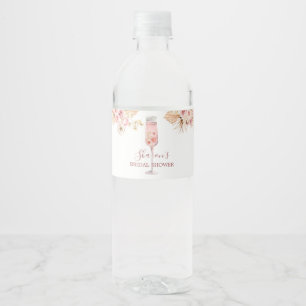 Rosa Boho-Rosen-Soiree-Junggesellinnen-Abschied Wa Wasserflaschenetikett