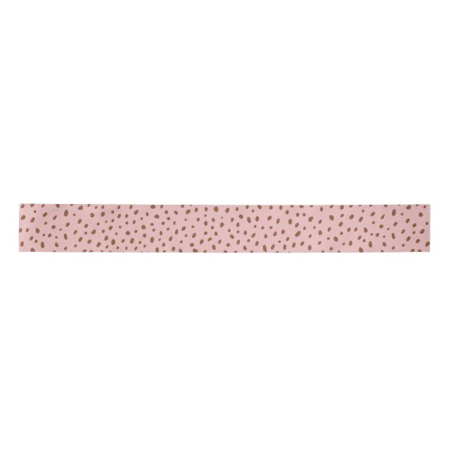 Rosa & Boho Terracotta Brown Dots Babydusche Satinband (Vorderseite)