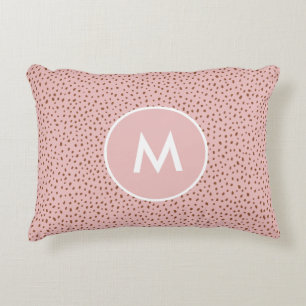 Rosa & Boho Terracotta Brown Dots Monogramm Dekokissen