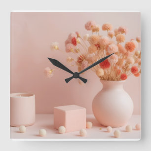Rosa Boho Trockenblumen Uhr