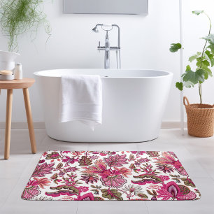 Rosa Boho Vintage Blumenprint Badematte