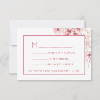 Rosa Boho Wildblumen RSVP Karte