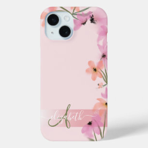 Rosa Boho Wildblumenwiese Monogramm Case-Mate iPhone Hülle