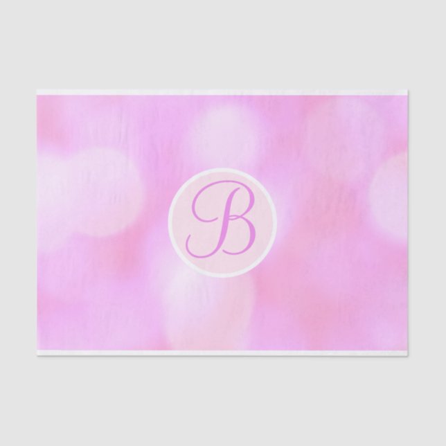 Rosa Bokeh Sparkle Lights Monogram Letter Initial Seidenpapier (Vorderseite)
