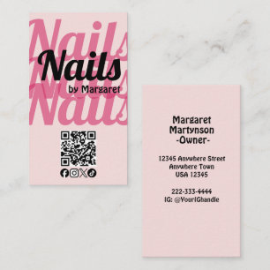 Rosa Bold Social Icon QR-Code Nagelstudio Visitenkarte