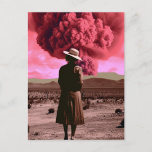 Rosa Bombenrauch Vintage-Dystopie Postkarte