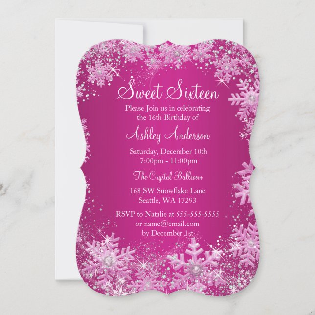 Rosa Bonbon 16 Einladung (Vorderseite)