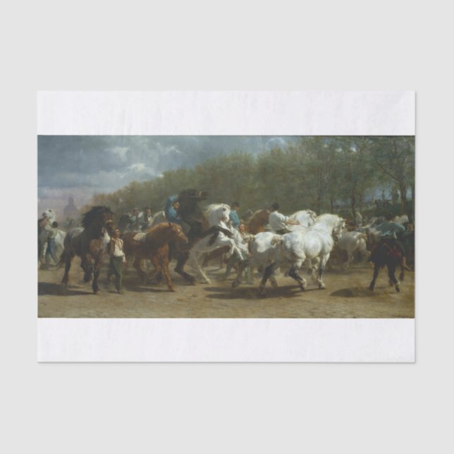 Rosa Bonheur | Pferdemarkt in Paris Seidenpapier (Vorderseite)