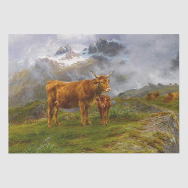 Rosa Bonheur | Rinder im Hochland Seidenpapier (Vorderseite)