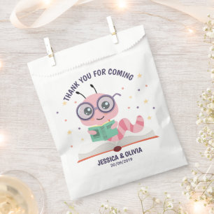 Rosa Bookworm-Thema Geschenktütchen