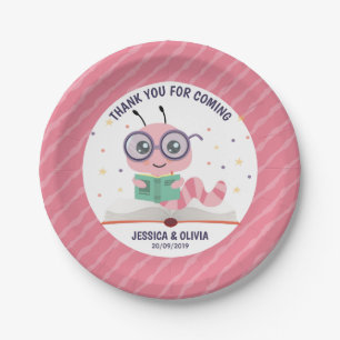Rosa Bookworm-Thema Pappteller
