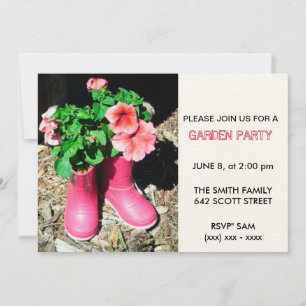 Rosa Boot Garden Party Einladung