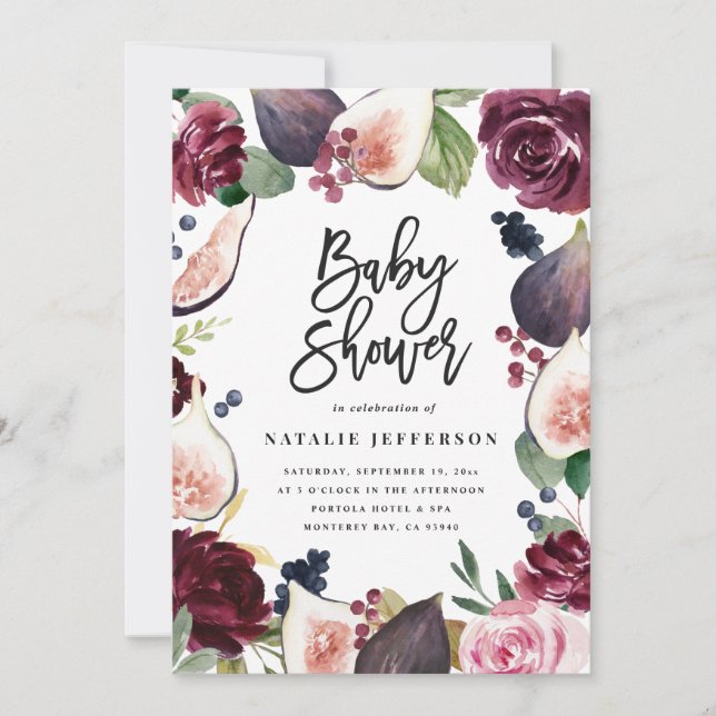 Rosa, Bordeaux, + Feigenfarbenfloral und Skript (Vorderseite)