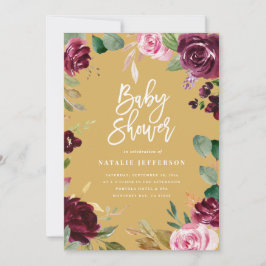 Rosa, Bordeaux, + Feigenfarbenfloral und Skript