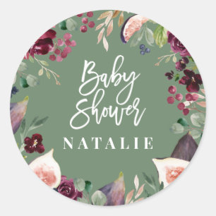 Rosa, Bordeaux, + Feigenfarbenfloral und Skript Runder Aufkleber