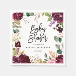 Rosa, Bordeaux, + Feigenfarbenfloral und Skript Serviette