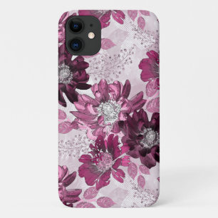 Rosa, bordeauxfarbene Blume auf staubigen rosa Case-Mate iPhone Hülle