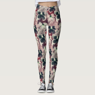 Rosa, bordeauxfarbene Blume Leggings