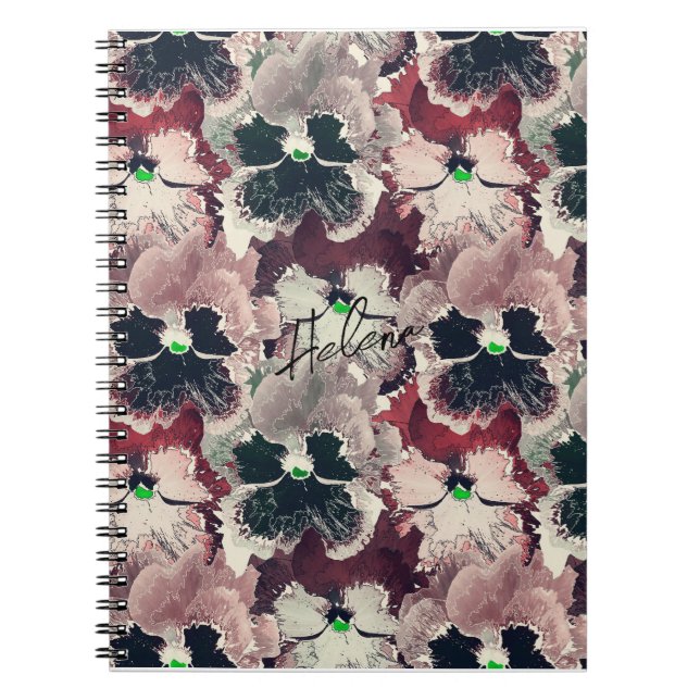 Rosa, bordeauxfarbene Blume Notebook Notizblock (Vorderseite)