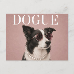 Rosa Border Collie-Hund Covergirl Postkarte