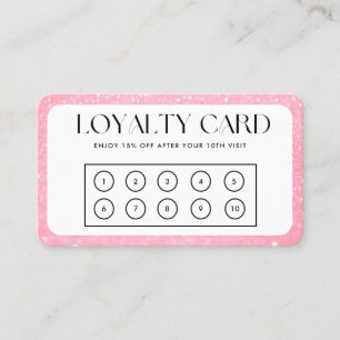 Rosa Border Imitate Glitzer Loyalty Card Visitenkarte