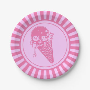 Rosa Böse Eiscreme-Kegel-Papierteller Pappteller