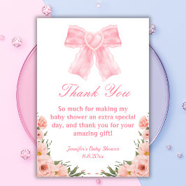 Rosa Botanische Babydusche Dankeskarte