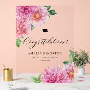 Rosa Botanische Dahlie Herzlichen Glückwunsch zum  Acrylschild