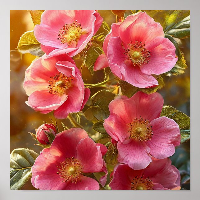 Rosa botanische Heimdekoration für Schlafzimmer, W Poster (Vorne)
