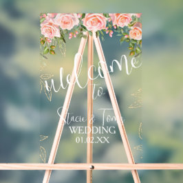 Rosa Botanische Hochzeit von Florals Acrylschild