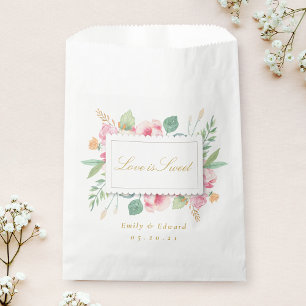 Rosa Botanische Liebe ist Süße Hochzeits-Brautpart Geschenktütchen