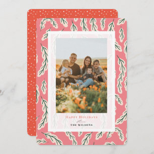 Rosa Botanische Muster - Fotokarte Einladung