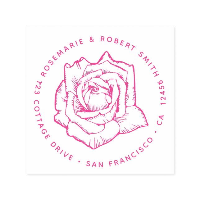 Rosa Botanische Rose Blume Rücksendeadresse Blumen Permastempel (Design)