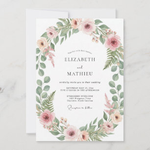Rosa Botanische Umarmung Hochzeit Einladung