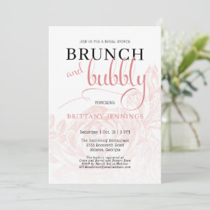 Rosa Botanischer Brunch und Bubbly Brautparty Einladung