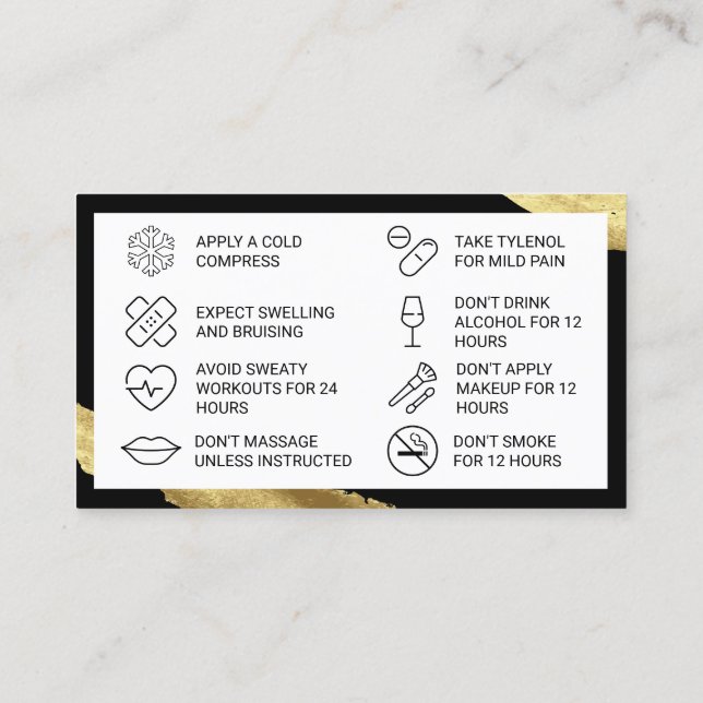 Rosa Botox Aftercare-Karte Visitenkarte (Rückseite)